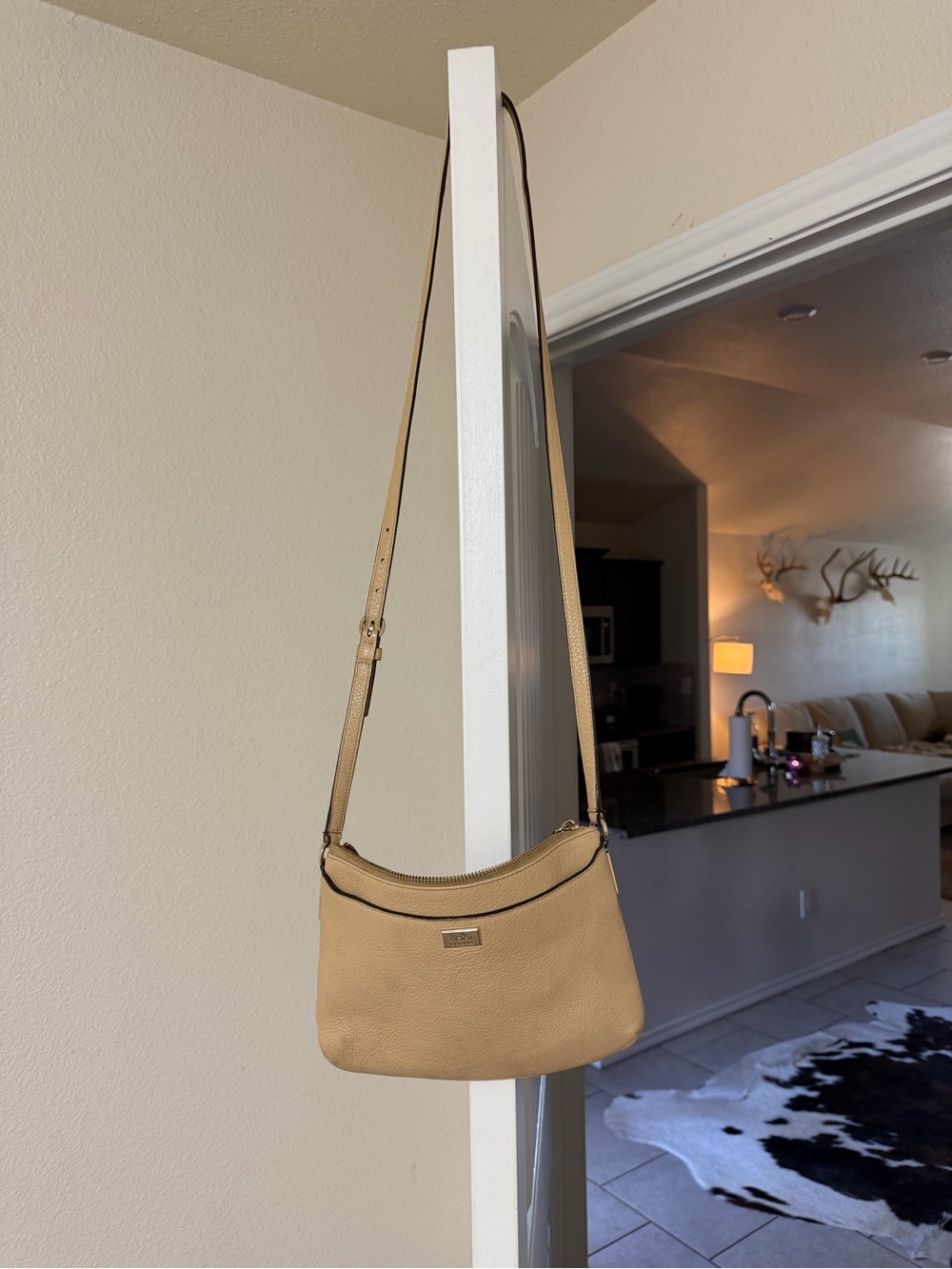 Coach Pebbled Leather Crossbody Bag in Beige
